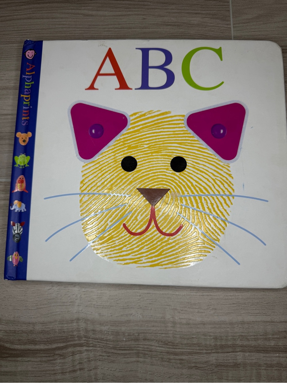 ABC Cat Fingerprint Board Book - Bright Yellow Cat